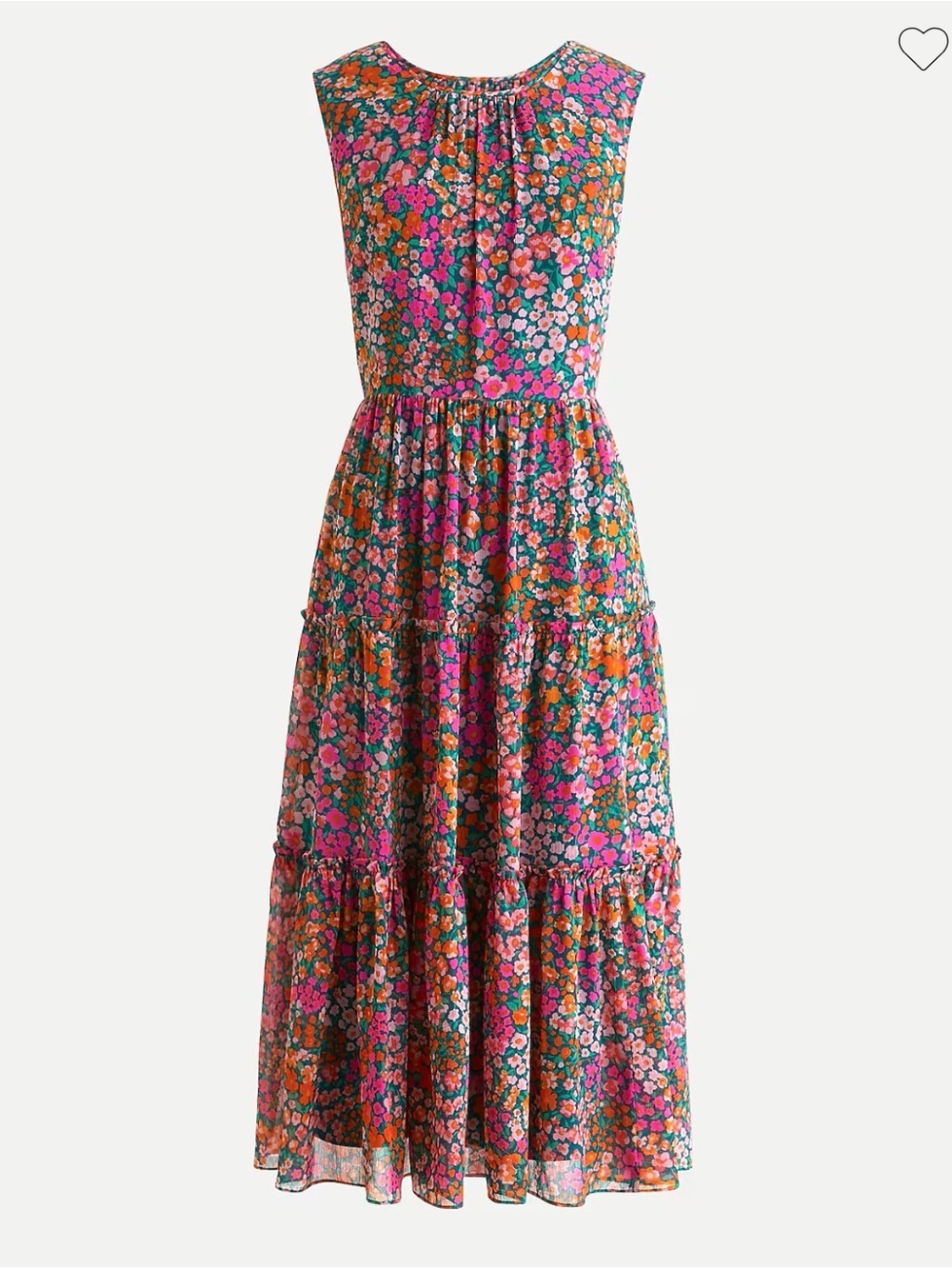 J.Crew Chiffon Micro Meadow Print Tiered Midi Dress